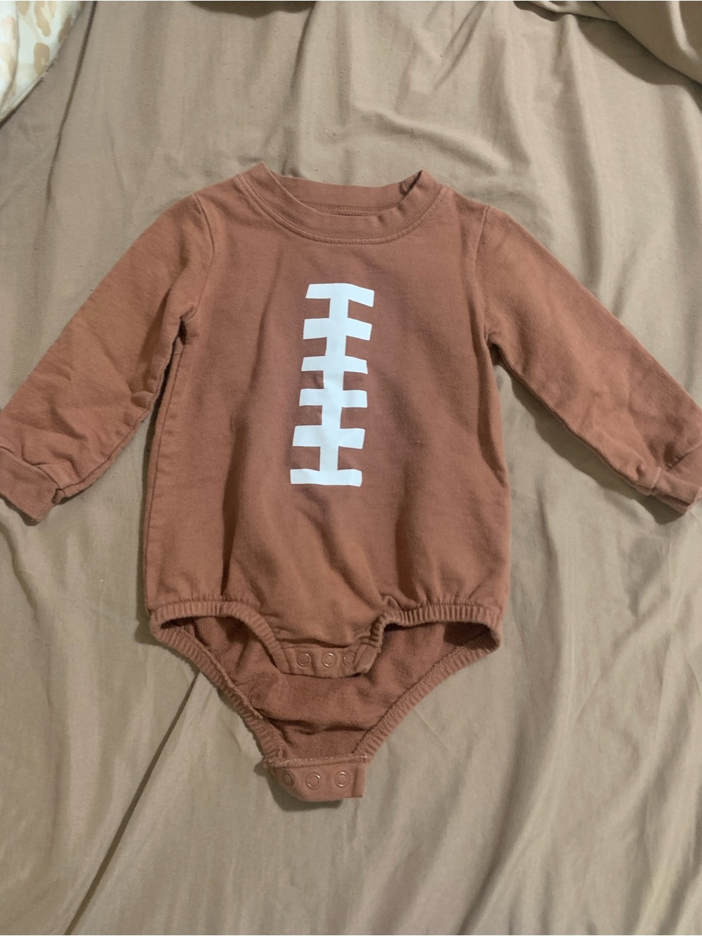Carter's Rust Long-Sleeve Football Graphic One-Piece - Picture 1 of 1